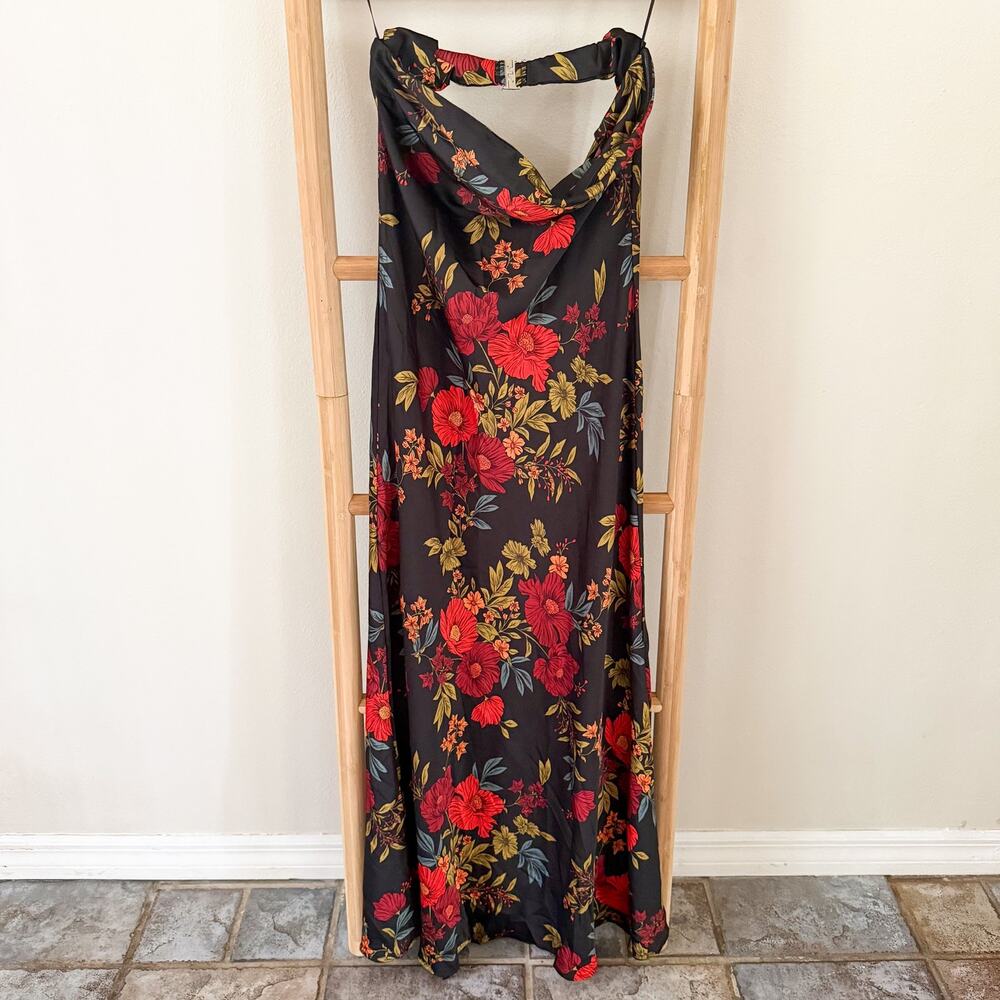 NWOT 12th Tribe Natalia Black Floral Strapless Maxi Dress Size M Floral Evening - Picture 2 of 14